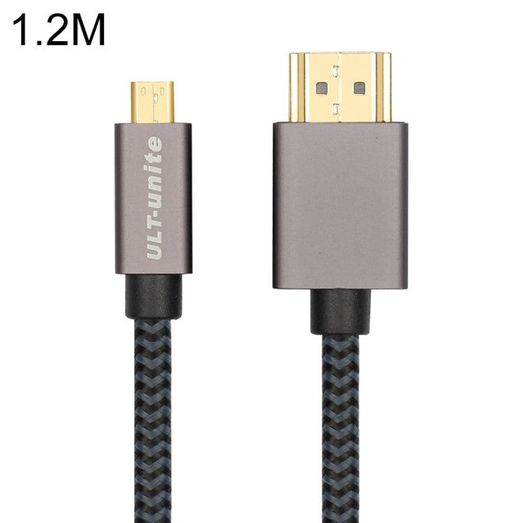 Cavo intrecciato in nylon con testa placcata oro ULT-unite da HDMI maschio a Micro HDMI maschio, lunghezza cavo: 1,2 m, 1.2m Cavo intrecciato in nylon con testa placcata oro ULT-unite da HDMI maschio a Micro HDMI maschio, lunghezza cavo: 1,2 m, 1.2m